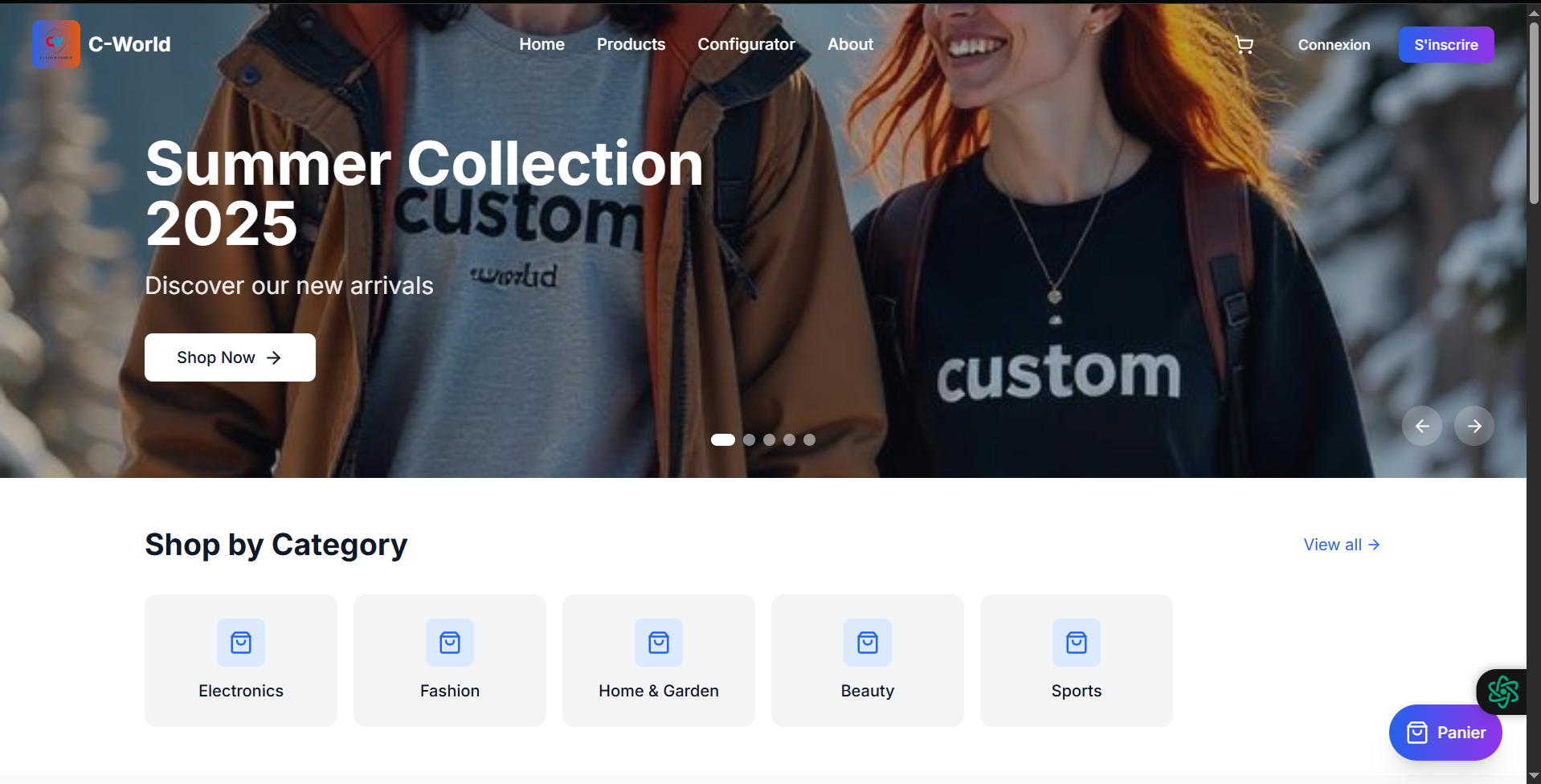 E-Commerce Platform : Custom World