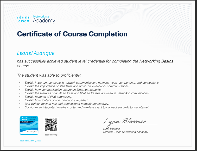 Certification en Cybersécurité