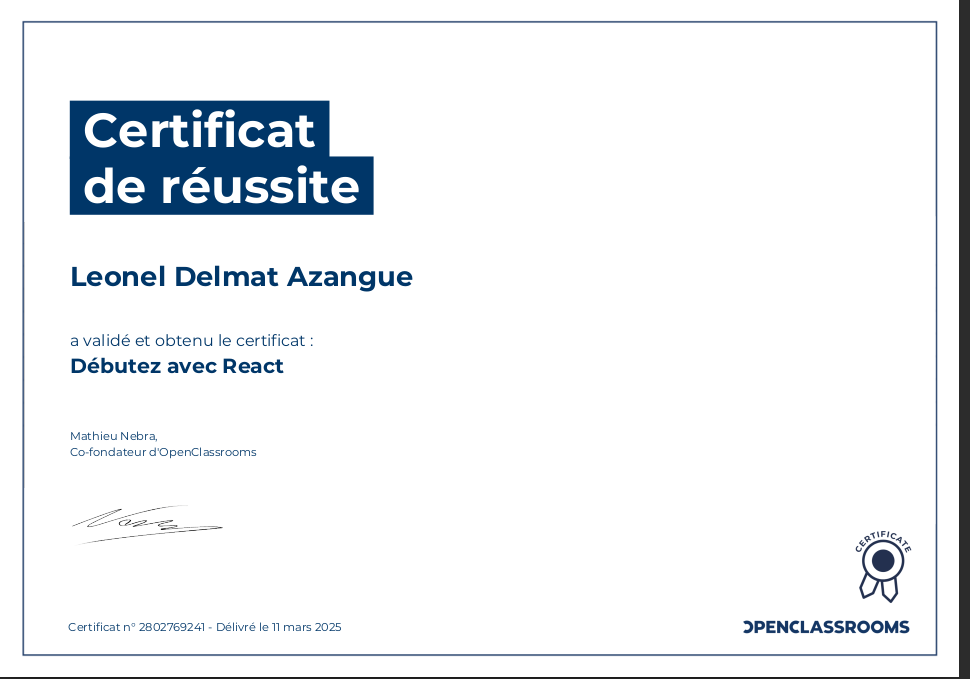 Certification en Développement Web