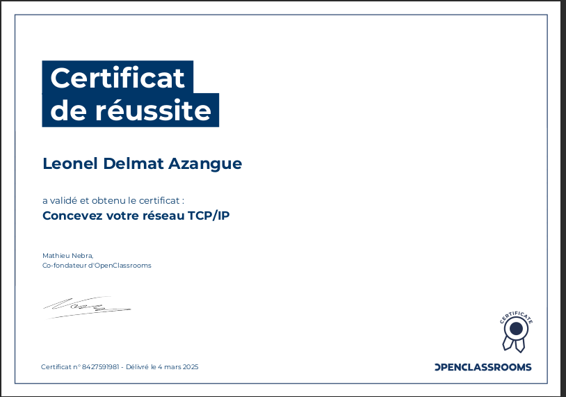 Certification en réseau TCP/IP