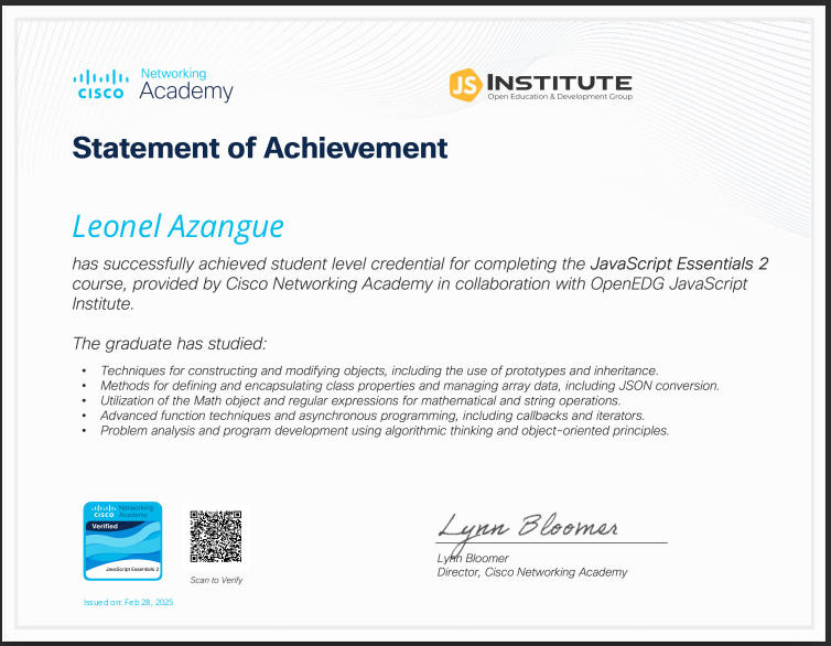 Certification en Programmation JavaScript